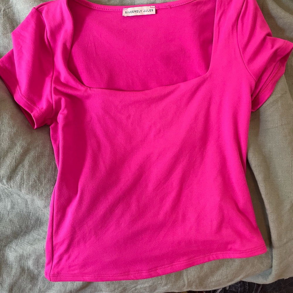 Pink scoop crop top